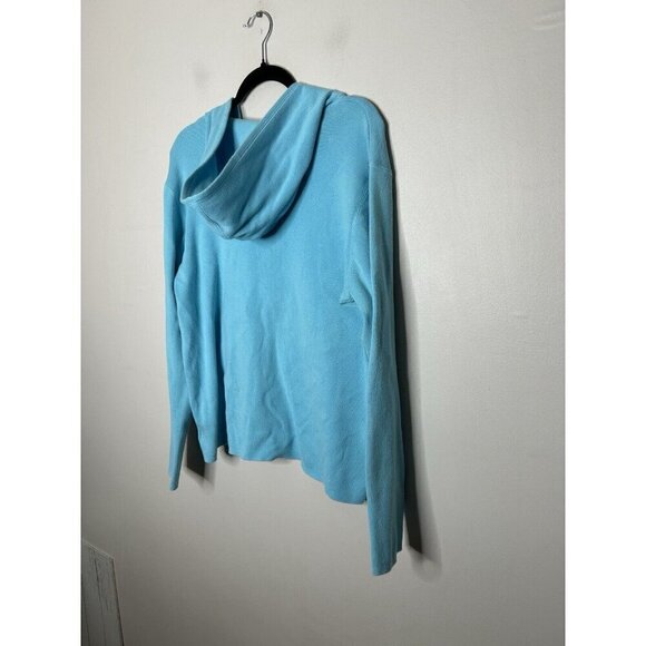 Eddie Bauer Sweater Womans Bright Blue Cable Knit Full Zip Size Large - Picture 9 of 10